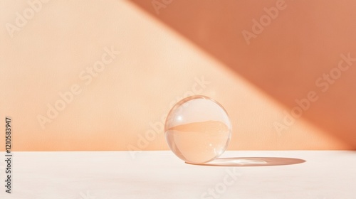 Translucent Crystal Sphere Reflecting Pearlescent Light Modern Beauty Aesthetic for Wellness Lifestyle and Premium Skincare Branding Radiant Skin Transformation Concepts photo