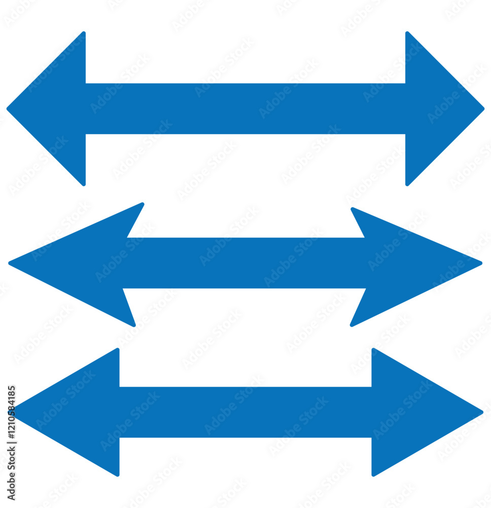 Horizontal dual sided long straight arrow signs. Black, red, stock pointer, direction, position symbol and double arrow icon isolated on white background. Vector graphic illustration. In eps 10 Horizontal dual sided long straight arrow signs. Black, red, stock pointer, direction, position symbol and double arrow icon isolated on white background. Vector graphic illustration. In eps 10