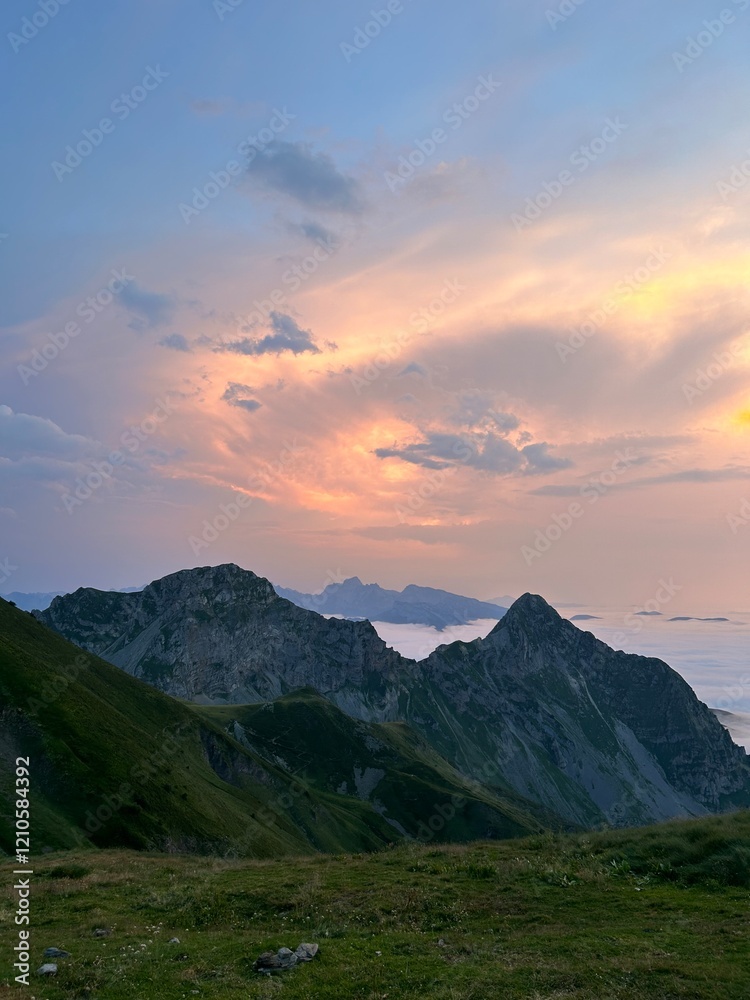Fototapeta premium Sunset, sunrise, mountains