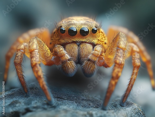 Close-up of an orange jumping spider. photo