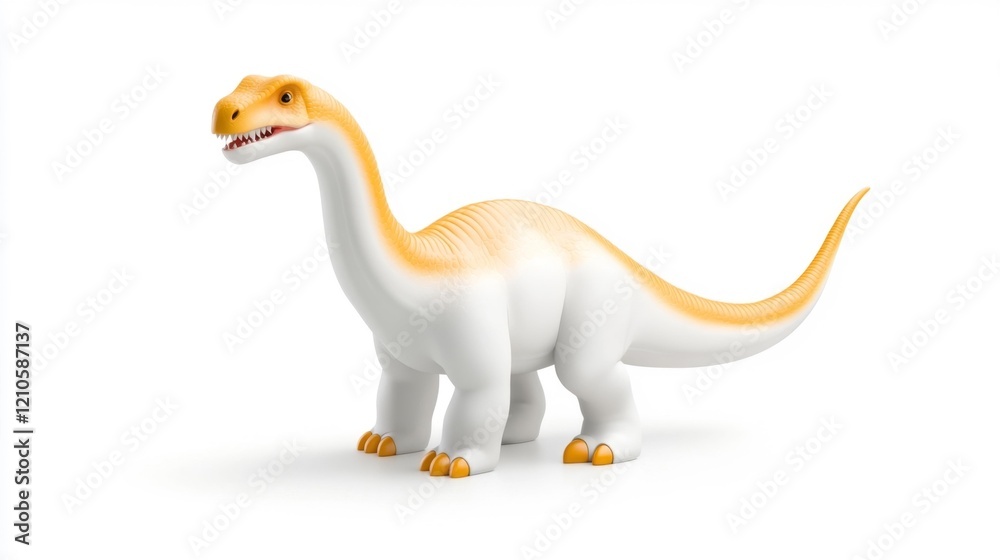 Fototapeta premium Toy dinosaur model isolated on white background. Generative AI