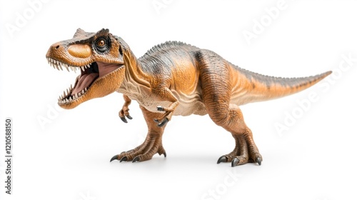 Herrerasaurus: Triassic predator model against white backdrop. Generative AI photo