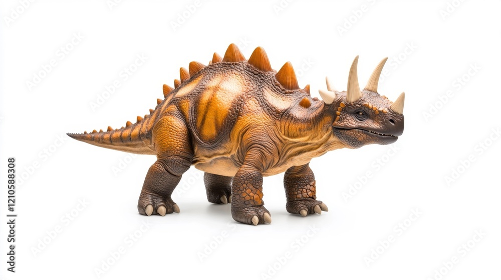 Fototapeta premium Sauropelta Dinosaur Figure on White Background. Generative AI