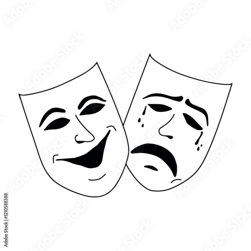 Theatre, laughing and crying faces icon design