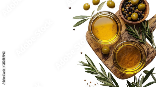 Mediterranean Cuisine: Olive Oil and Olives Still Life