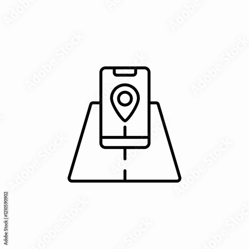 real time mobile map icon sign vector