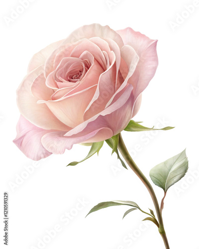 Delicate Pastel Pink Rose Isolated with Soft Shading for a Romantic and Elegant Look