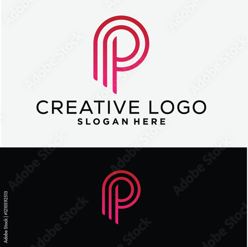 p logo design symbol vector abstract monogram initial letter