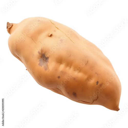 A large, unpeeled sweet potato in its natural form.