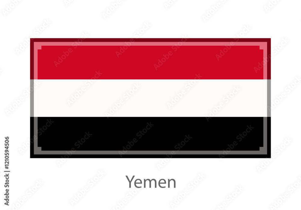 Vector illustration of the Yemen flag in pixel art or mosaic style on white background. Collection of flags of the countries of the world. Vector illustration of the Yemen flag in pixel art or mosaic style on white background. Collection of flags of the countries of the world.