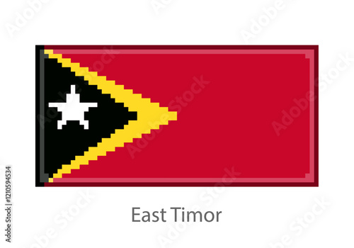 Vector illustration of the East Timor flag in pixel art or mosaic style on white background. Collection of flags of the countries of the world.  