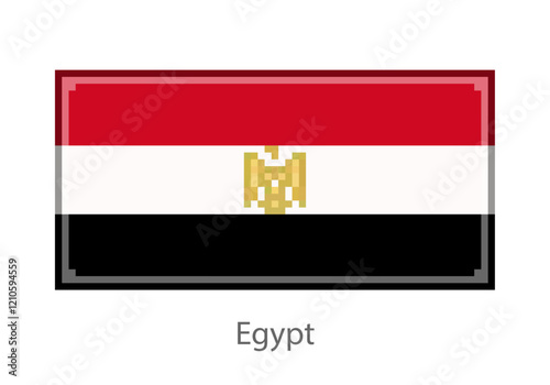 Vector illustration of the  Egypt flag in pixel art or mosaic style on white background. Collection of flags of the countries of the world.  