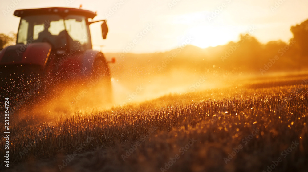 Fototapeta premium Tractor on the field.