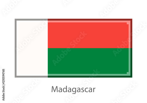 Vector illustration of the Madagascar flag in pixel art or mosaic style on white background. Collection of flags of the countries of the world. 