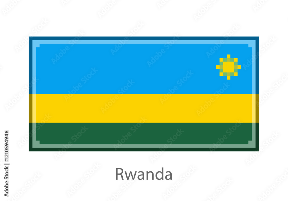 Obraz premium Vector illustration of the Rwanda flag in pixel art or mosaic style on white background. Collection of flags of the countries of the world. 