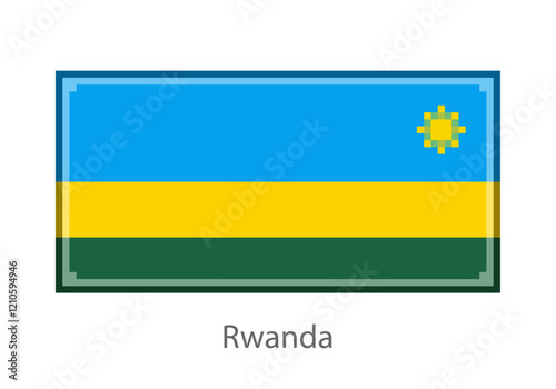 Vector illustration of the Rwanda flag in pixel art or mosaic style on white background. Collection of flags of the countries of the world. 