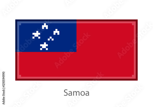 Vector illustration of the Samoa flag in pixel art or mosaic style on white background. Collection of flags of the countries of the world. 