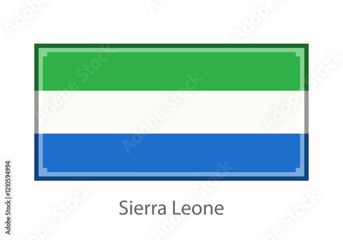 Vector illustration of the Sierra Leone flag in pixel art or mosaic style on white background. Collection of flags of the countries of the world. 