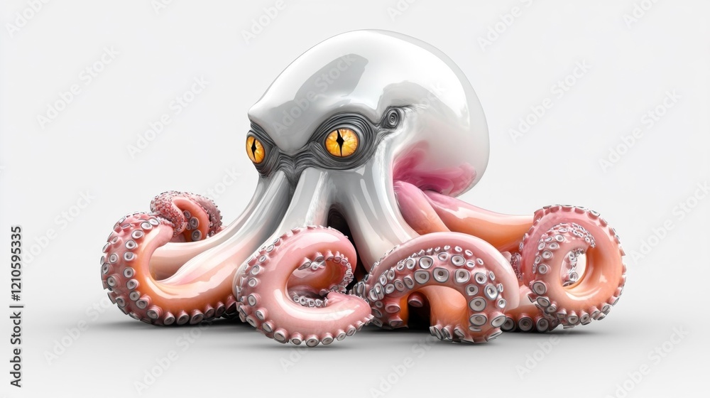 Obraz premium Glowing Kraken with Tentacles on White Background. Generative AI