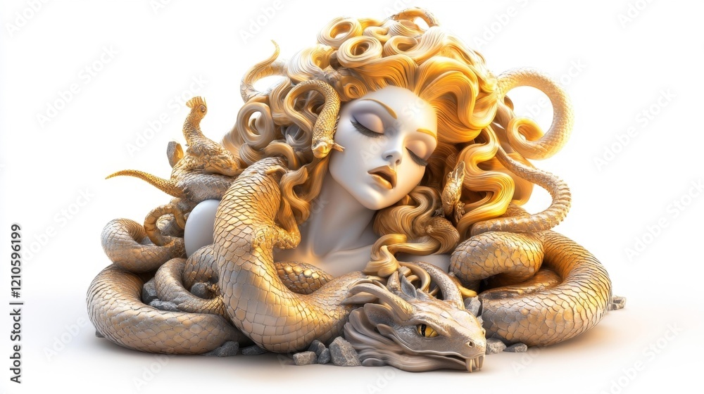 Fototapeta premium Gorgon Myth: Medusa with Serpentine Hair. Generative AI