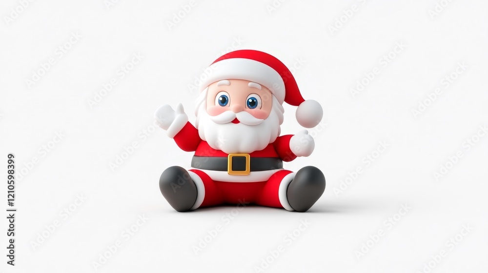 Cute Santa Claus figurine on a white background. Generative AI