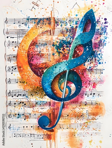 colorful music notes on music paper