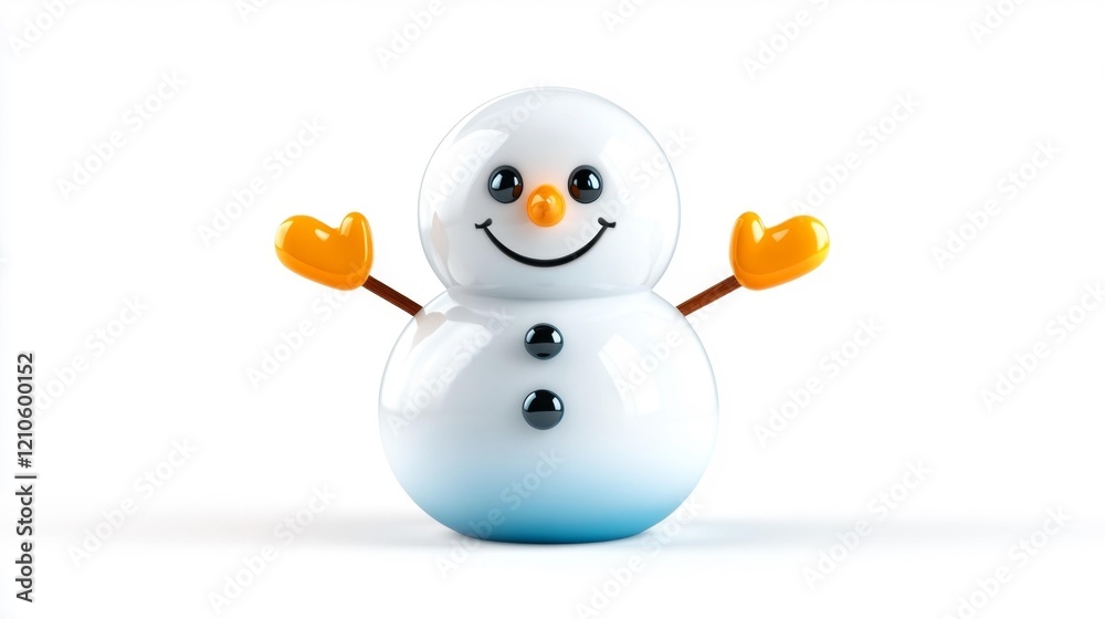Snowman figurine on a white background. Generative AI Snowman figurine on a white background. Generative AI