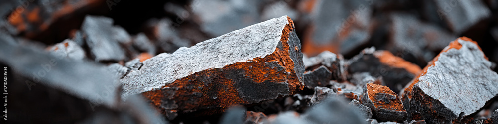 Close-up of Fragmented Gray and Orange-Brown Rocks Close-up of Fragmented Gray and Orange-Brown Rocks