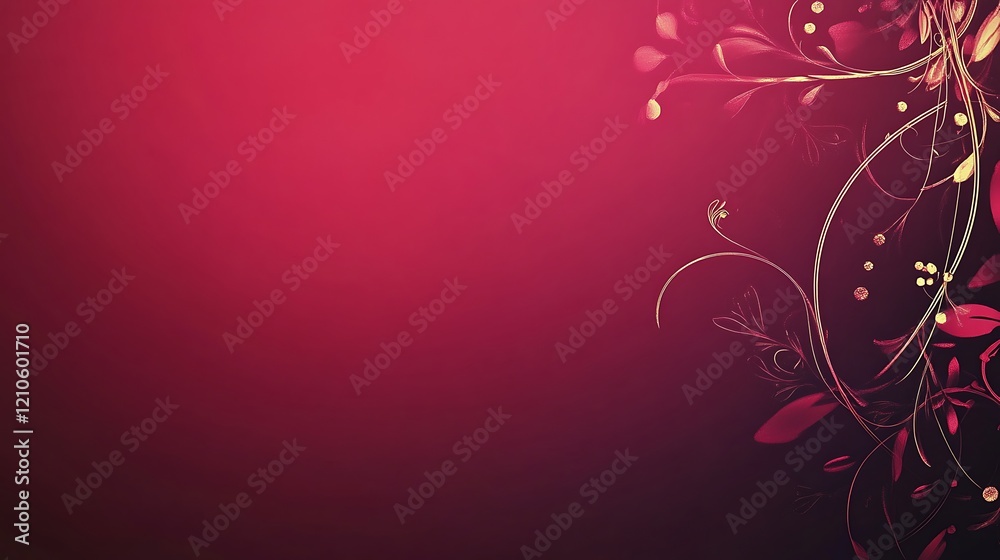 Abstract Crimson Floral Design With Gold Accents Abstract Crimson Floral Design With Gold Accents