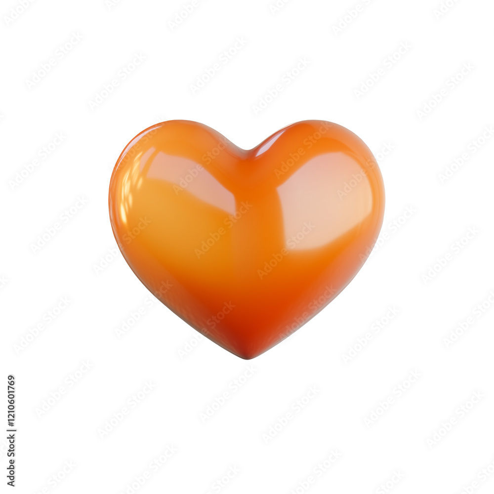Orange 3D Heart isolated on transparent PNG. Orange 3D Heart isolated on transparent PNG.