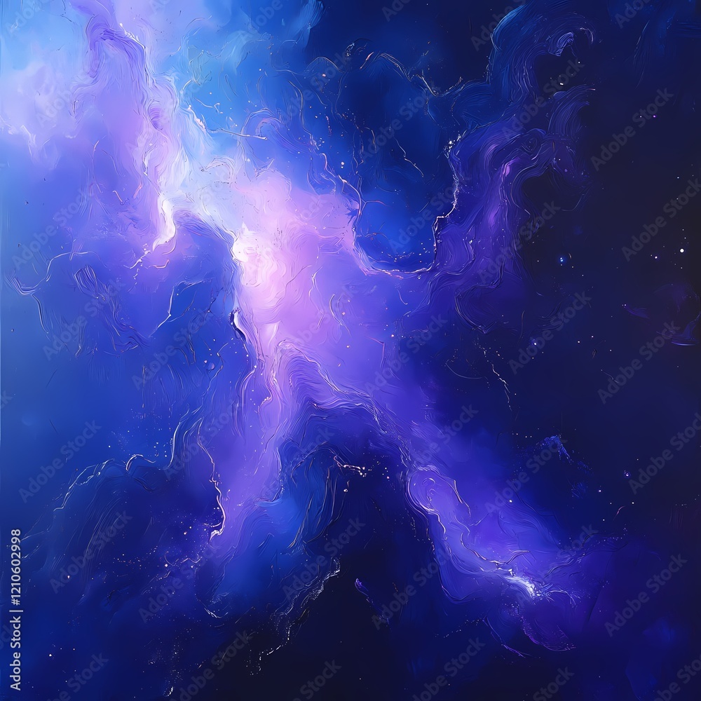 Obraz premium Cosmic Dreamscape: A swirling symphony of blue, purple and pink hues, reminiscent of a distant nebula, evokes feelings of wonder, mystery and the boundless possibilities of the universe.