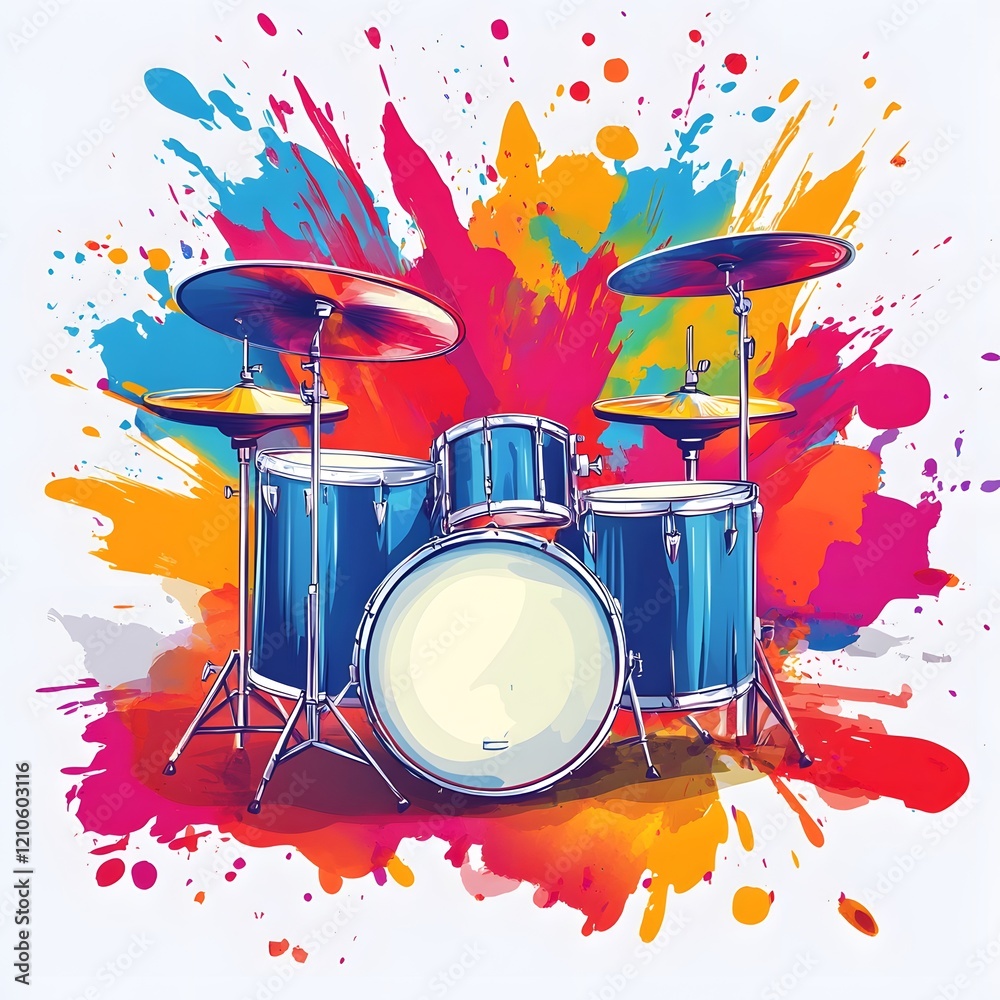 Illustration A colorful drum kit Illustration A colorful drum kit