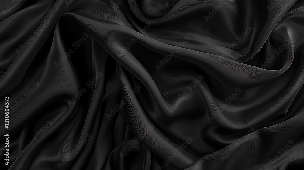 Fototapeta premium Black satin or silk luxury cloth texture can use as abstract background