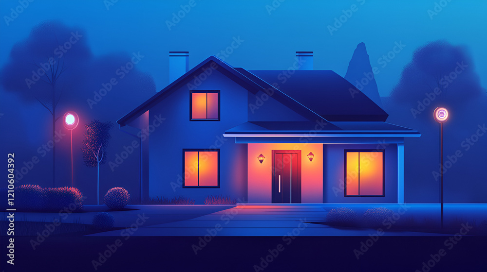 A connected home with smart devices like thermostat A connected home with smart devices like thermostat