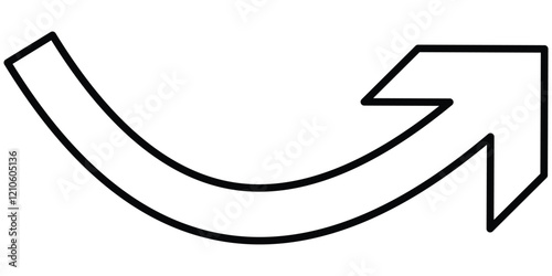 Arrow up icon. Curve rise increase arrow symbol. Black rounded arrow. Direction pointer pointing up arrow vector illustration.