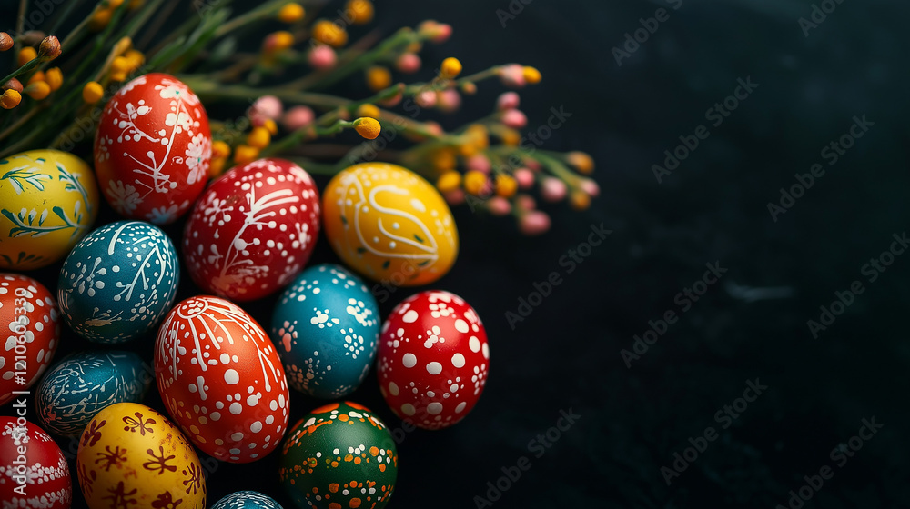 Fototapeta premium easter eggs on a black background