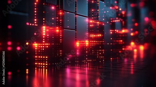 Wallpaper Mural Abstract Red Lights Illuminate Dark Metallic Cubes Torontodigital.ca