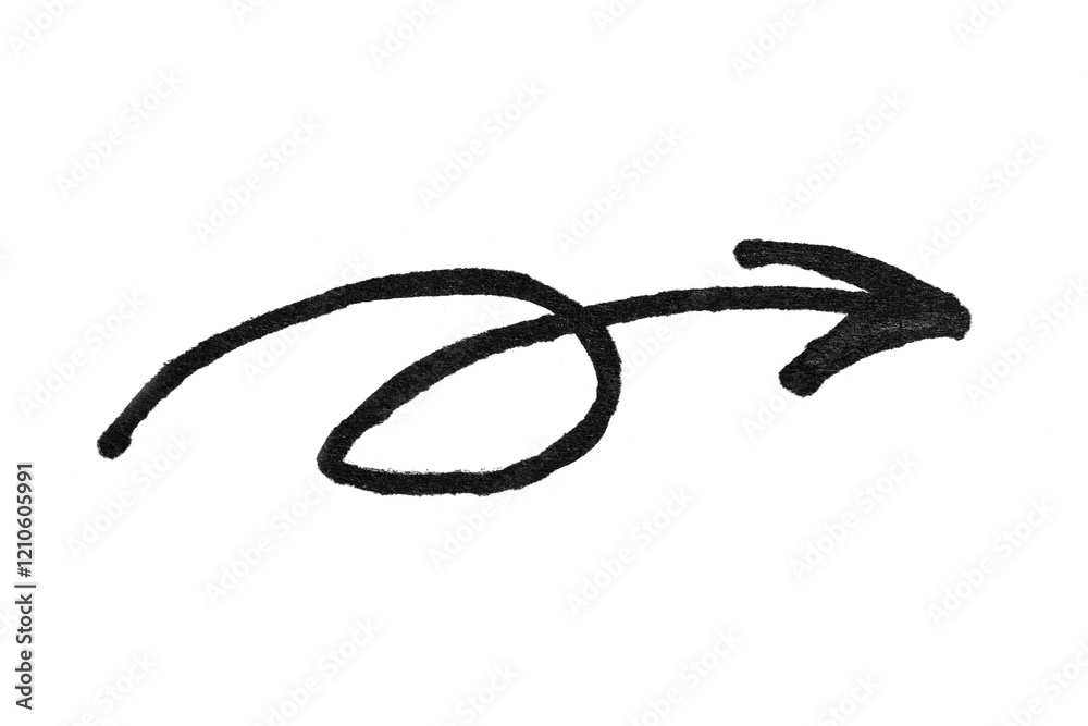 Cyrillic hand drawn arrow isolated on white background. Cyrillic hand drawn arrow isolated on white background.