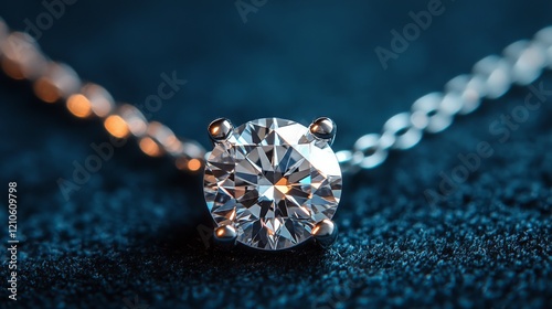 Exquisite diamond pendant necklace glistens against a dark background