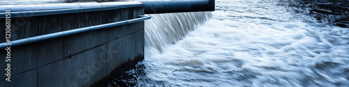 Water Discharge from Concrete Structure into River