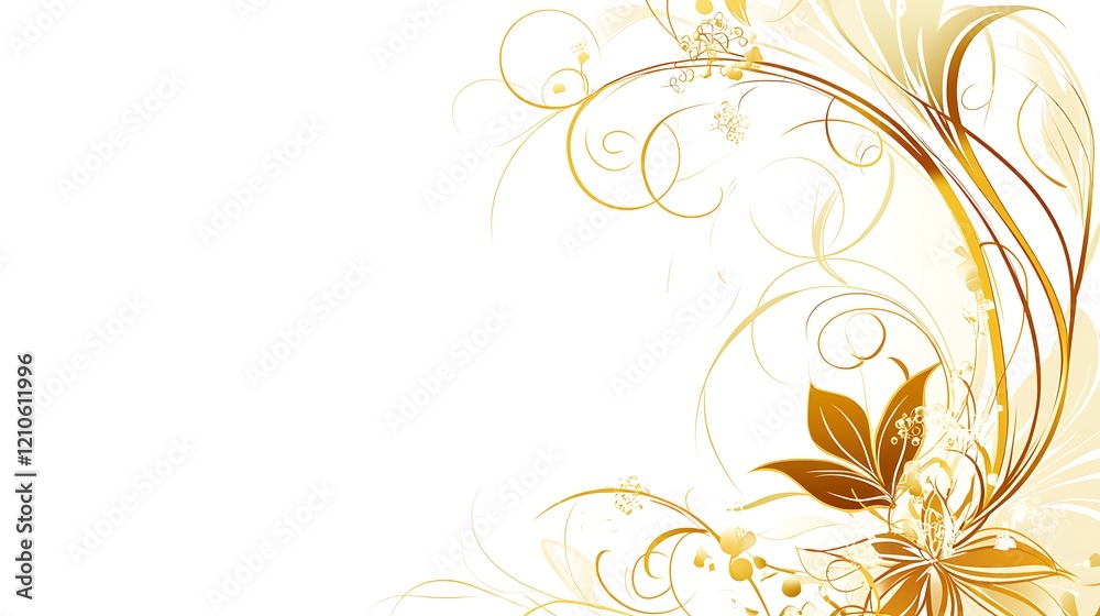 Elegant Golden Floral Design White Background Elegant Golden Floral Design White Background