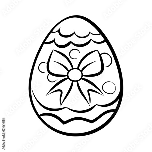 Decorative Easter egg with bow and patterns