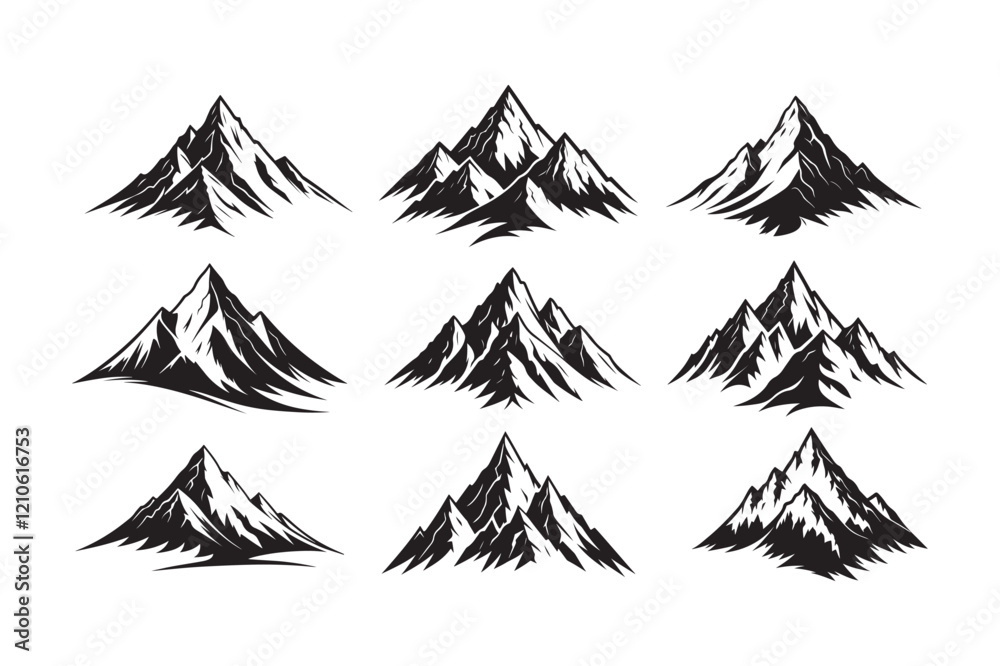 Fototapeta premium Mountain silhouette Vector Bundle illustration