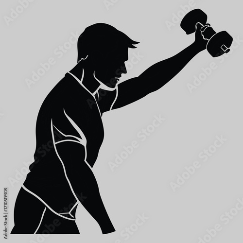a man lifting weights silhouette vector design art and illustration