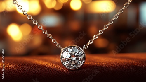Exquisite diamond pendant necklace glistens against a dark background
