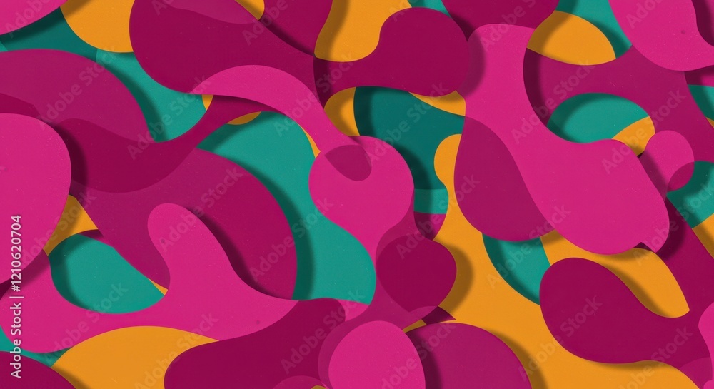 Abstract Shapescape: Vibrant interplay of fuchsia, teal, and golden abstract shapes create a dynamic and energetic visual texture. Perfect for adding a pop of color and modern flair to any design. Abstract Shapescape: Vibrant interplay of fuchsia, teal, and golden abstract shapes create a dynamic and energetic visual texture. Perfect for adding a pop of color and modern flair to any design.
