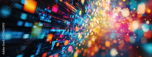 Wallpaper Mural Abstract blurred digital wall, multimedia displaying bright colors, images and content for digital media, technology. Torontodigital.ca