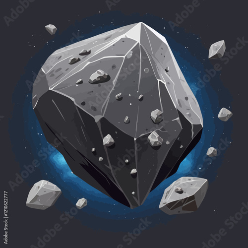 Realistic vector illustration of stone asteroids. Meteor or space rock or rock, crater icon isolated on white background, various shapes