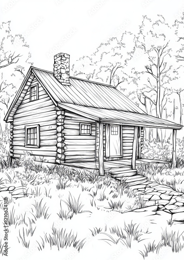 Cabins Coloring Pages