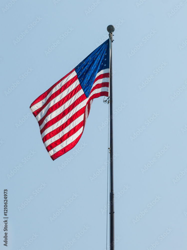 Obraz premium American Flag Vertical Blue Sky Patriotic USA Background